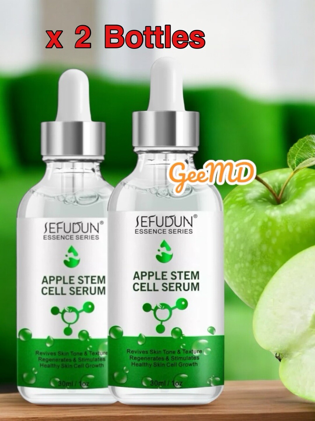 2-pc Natural Swiss Apple Stem Cell Serum COLLAGEN Hyaluronic Vit C,E USA stock
