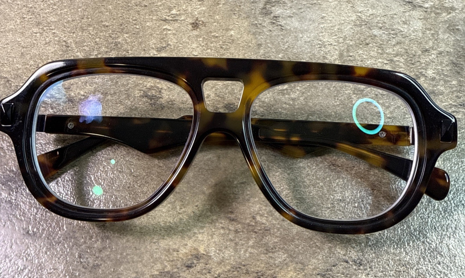 Tortoise Geometric Eyeglass Frames Cutout Bridge Acetate Modern 52-18-146-43mm