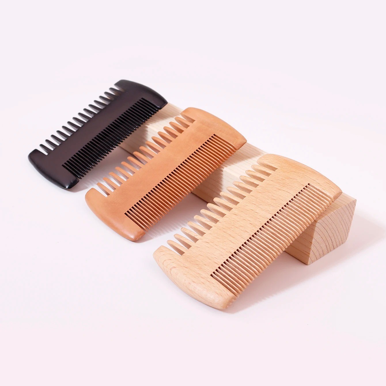 Double sided wood beard comb 1pc, beard and cheek double-sided comb
