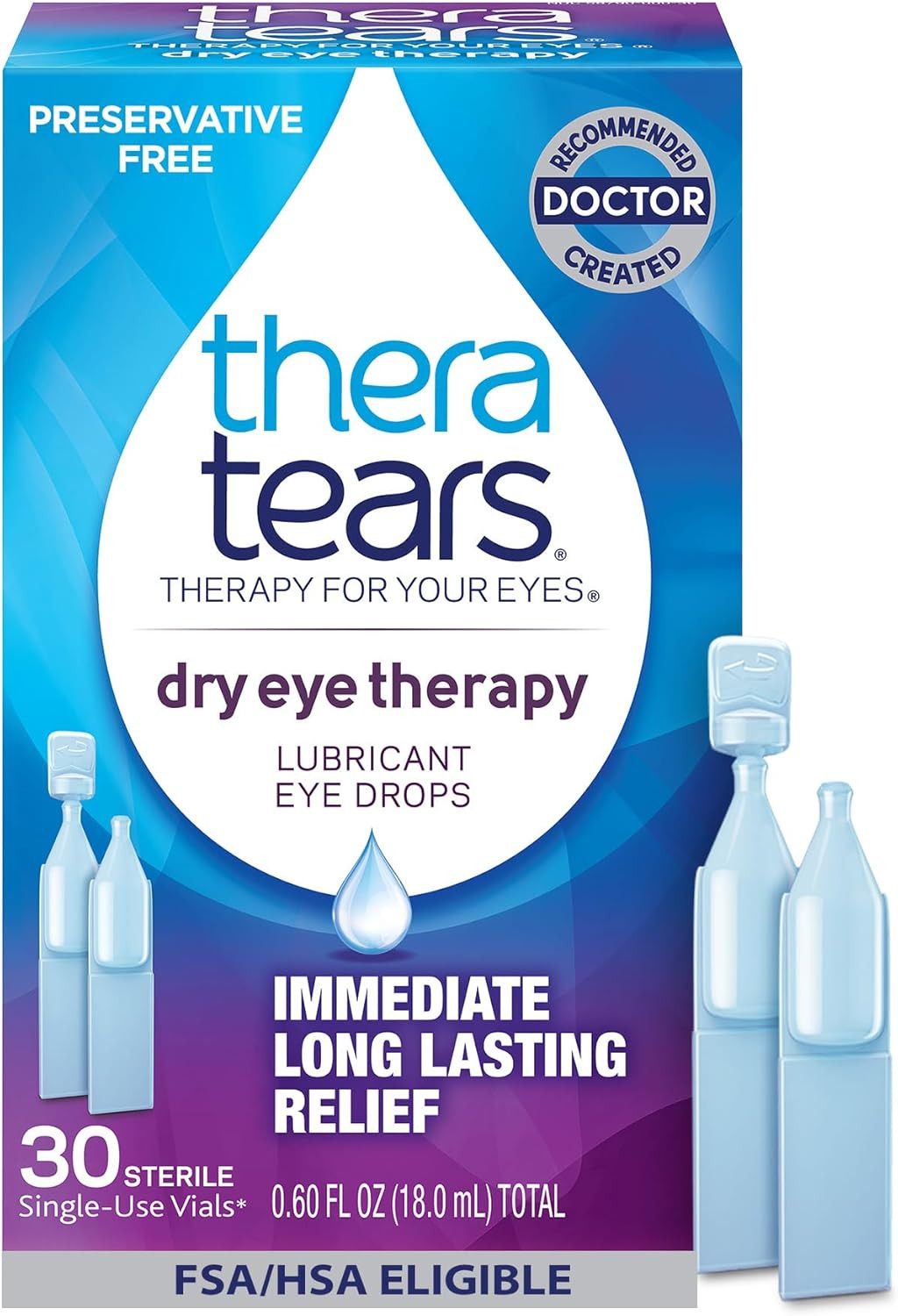 Theratears Dry Eye Therapy Lubricating Eye Drops for Dry Eyes, Preservative Free