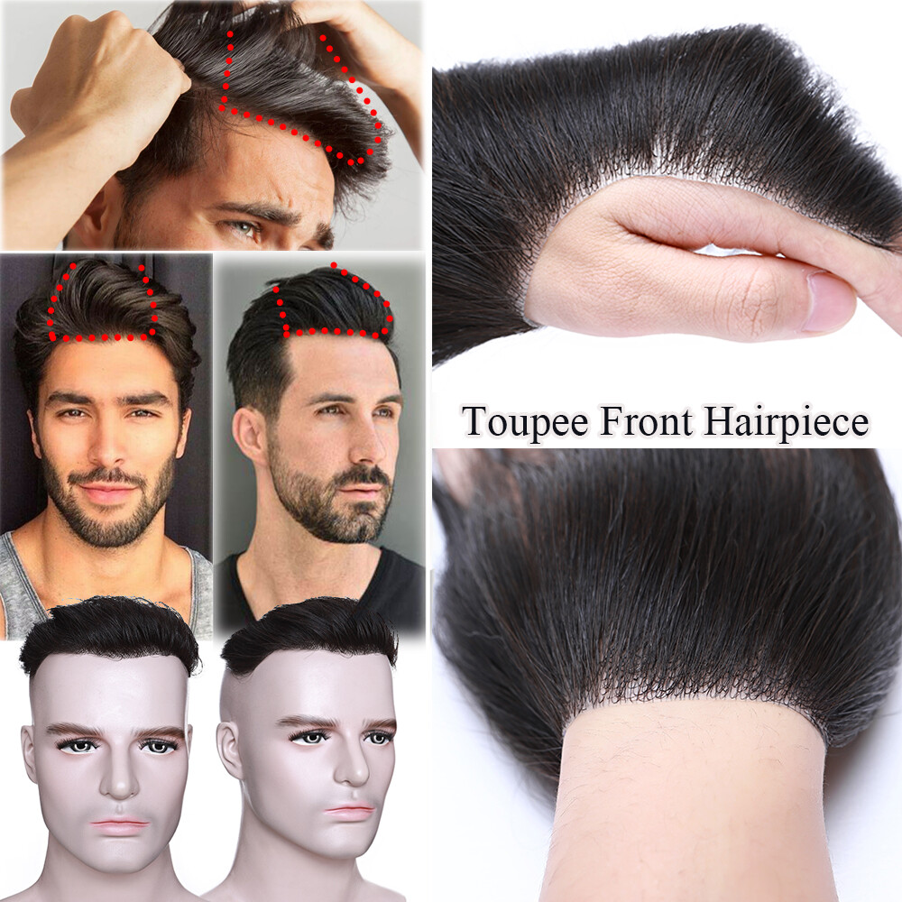 Mens Toupee Natural Ultra Thin Skin Hairpiece 100% Human Hair Replacement System