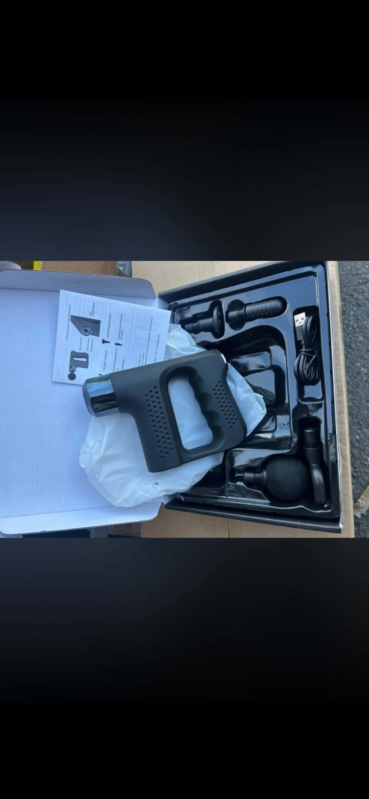 KH-740 Handheld Cordless Massage Gun, USB Charging, Vibrating, Gray