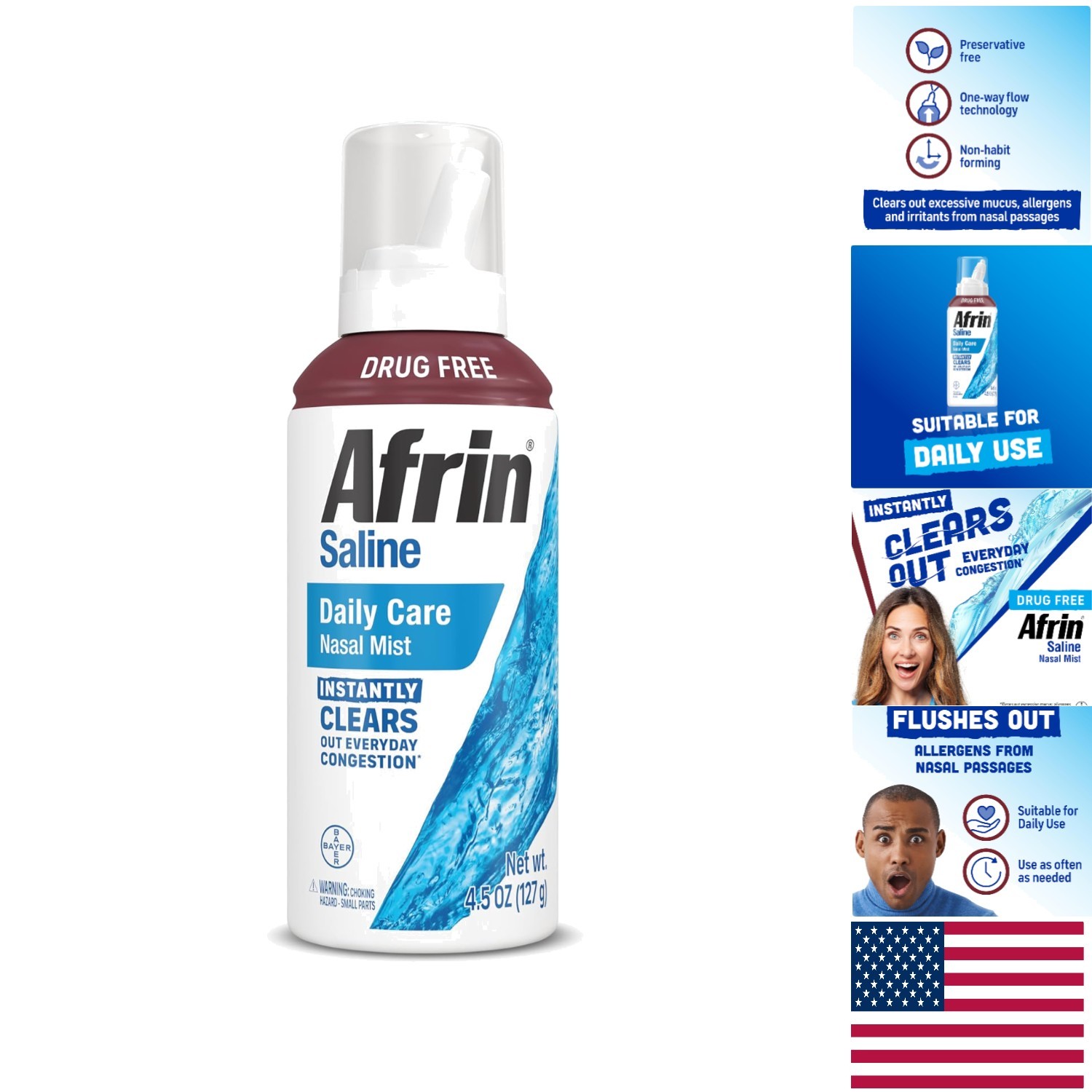 Soothing Saline Nasal Spray – Hydrating, Drug-Free Relief for All Ages, 4.5 OZ