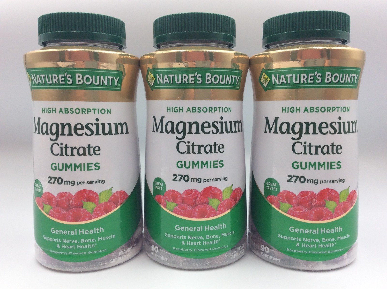 Nature’s Bounty Magnesium Citrate Gummies 270 Count 🎈PACK OF 3 BOTTLES🎈