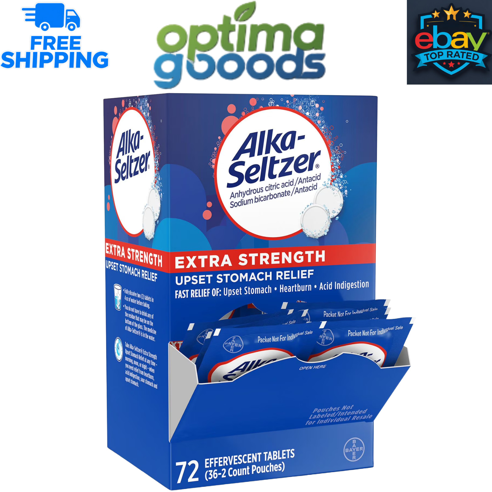 Alka-Seltzer Heartburn Relief Extra Strength Effervescent Tablets, 72 Count