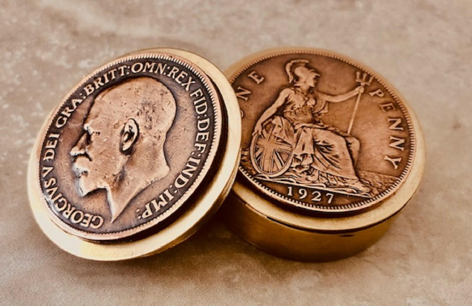 British Coin Pill Box Britain Large Penny – Rare, Exclusive, Handmade
