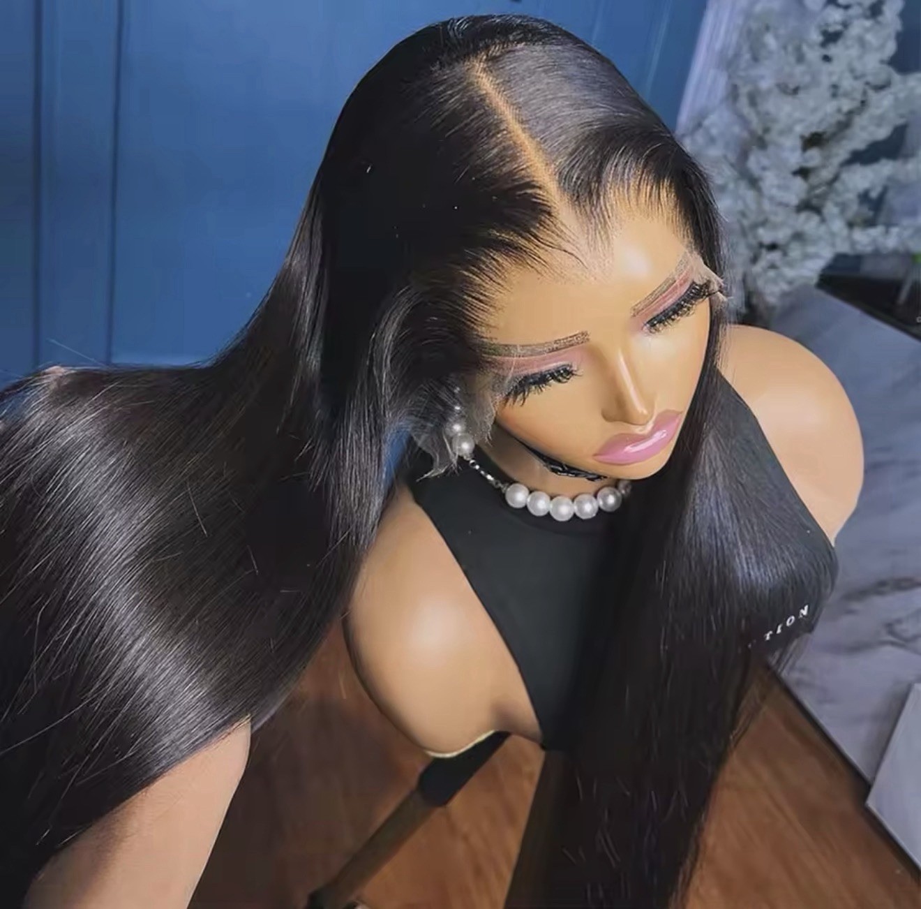 13×6 HD Lace Front Human Hair Wig 21-30in Straight Black Free-Part Bleached