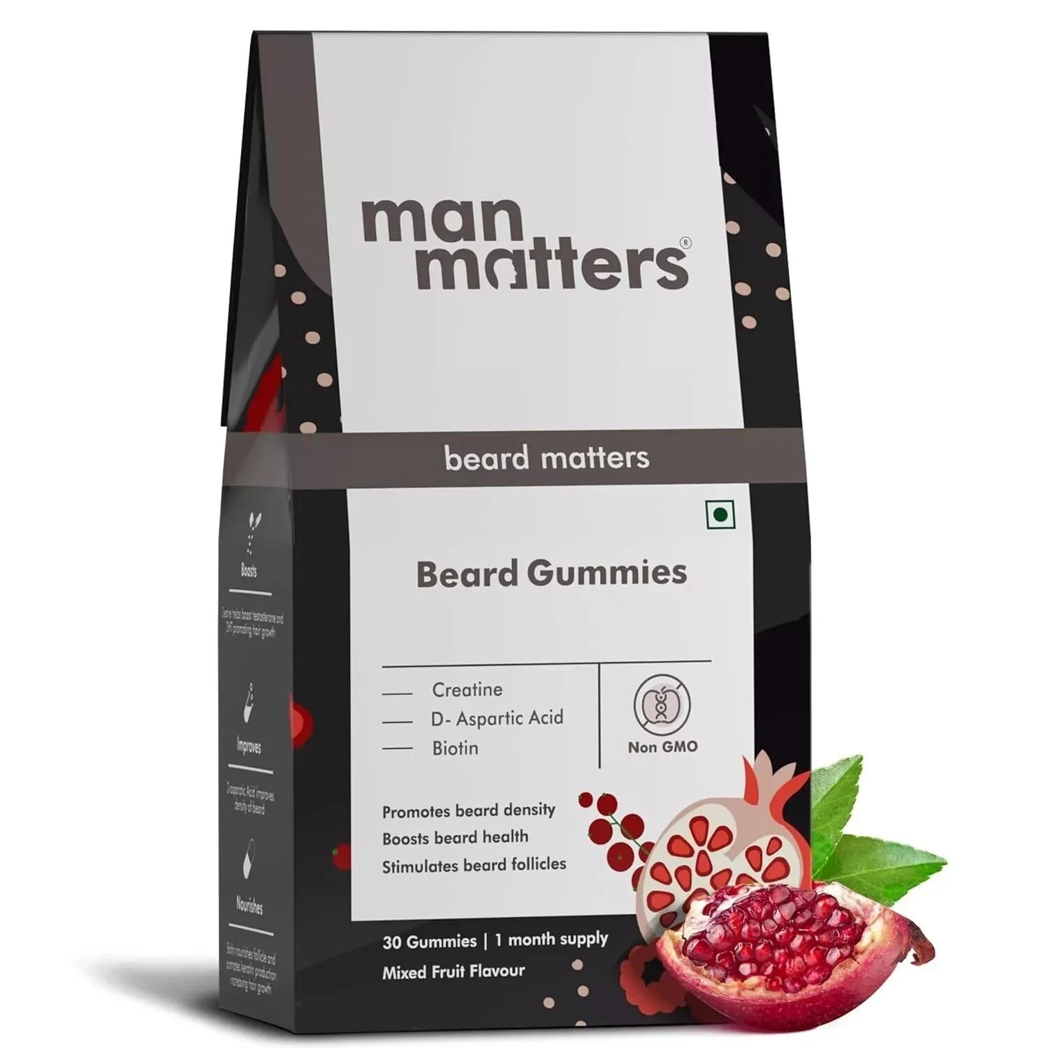 Man Matters Beard Gummies for Men 30 Days Pack Thicken Beard Stimulates Follicle