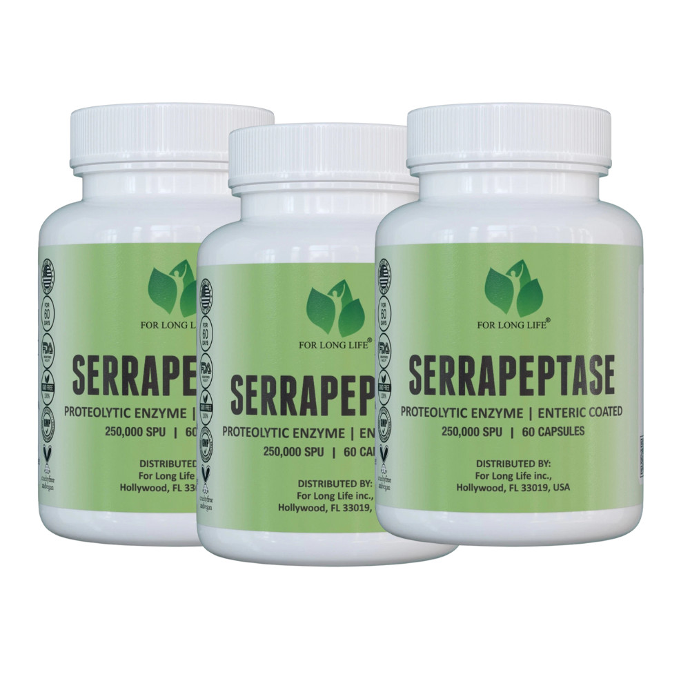 SERRAPEPTASE Enzyme 250,000 SPU ENTERICCOATED ANTIINFLAMMATORY STRONGST- 3 Pack