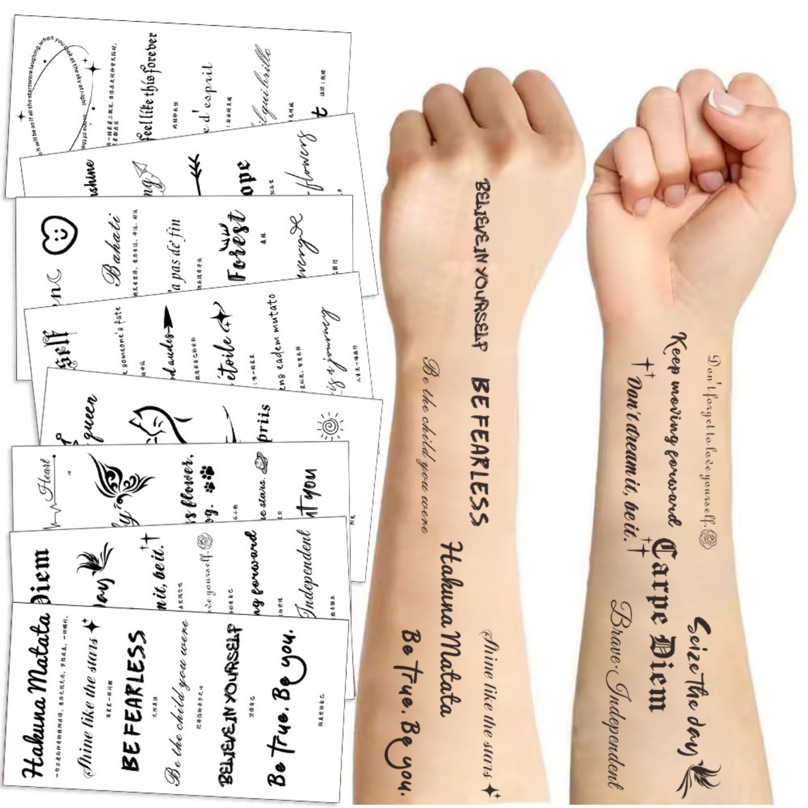 Inspirational Quotes Words Temporary Tattoos for Teens – 10 Sheets Party Favo…