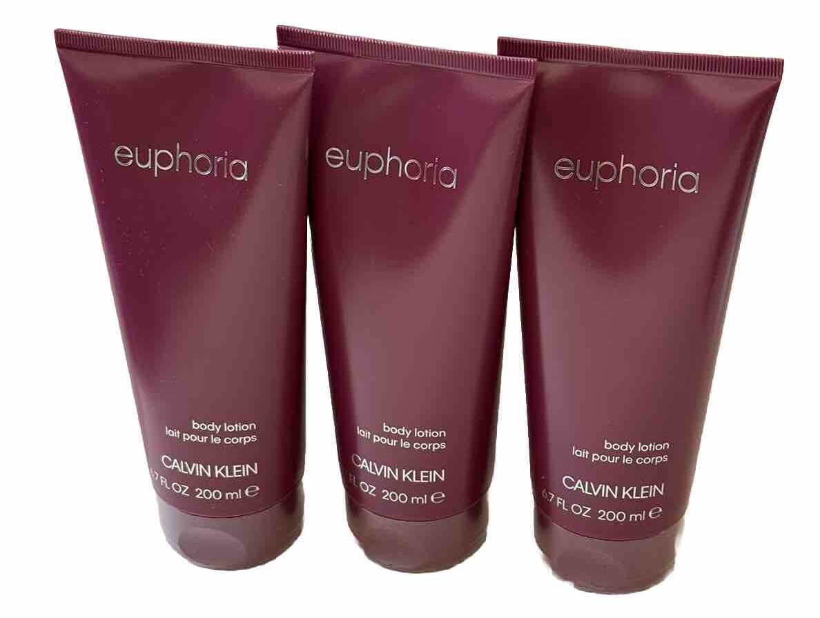 Calvin Klein Euphoria Women 3 x 200mL. Sansual Skin Lotion New Sealed Tube