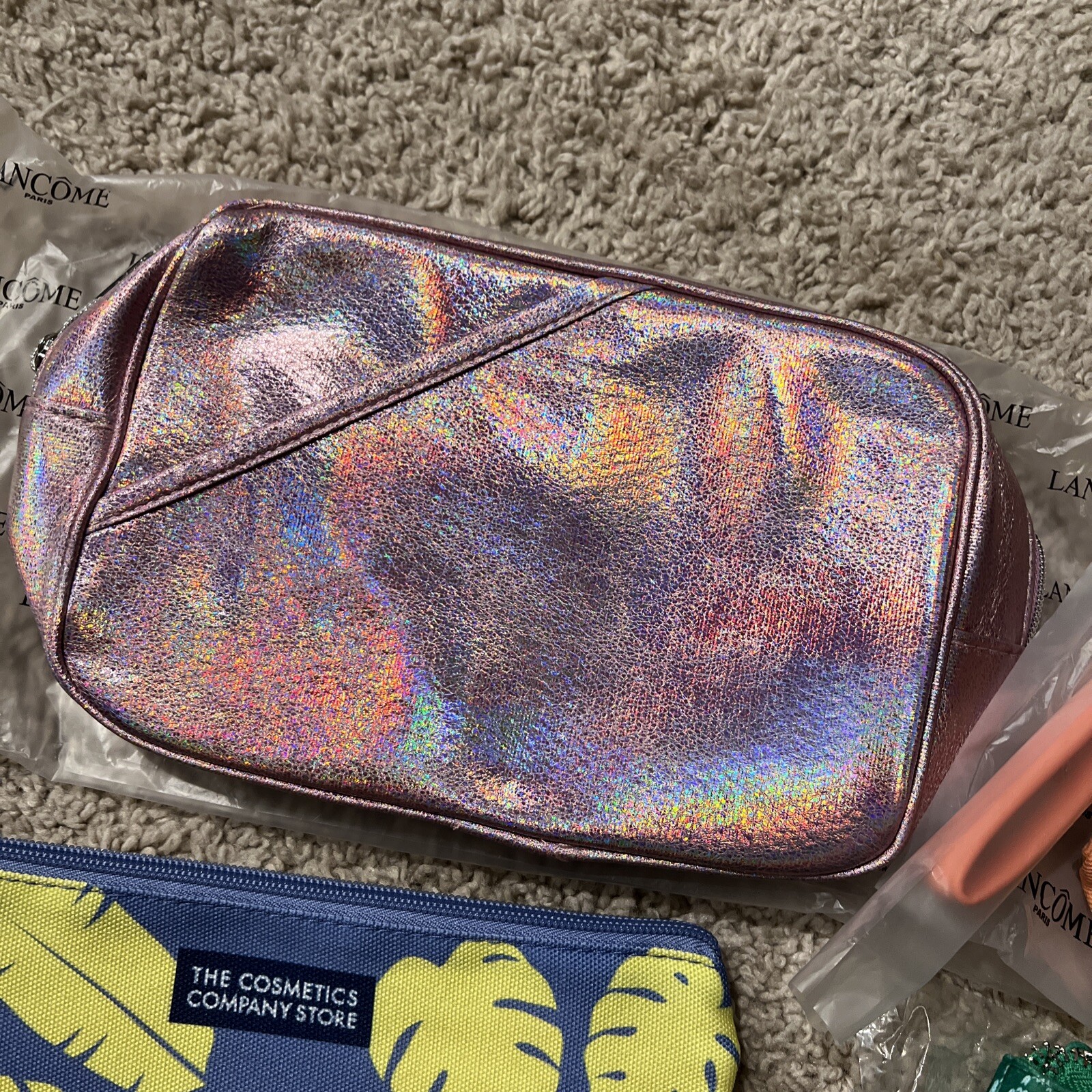 New Lot of 5 Makeup Cosmetic Bags: 2 Lancome, 1 Estee Lauder, 1 Kiehl’s, 1 Other