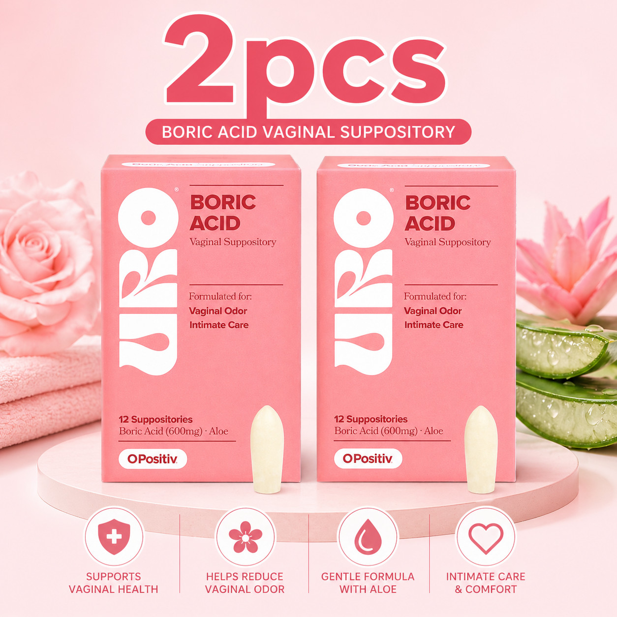 Health Boric With Vaginal Suppositories 24pcs – 60ct0mg Acid Aloe [C]