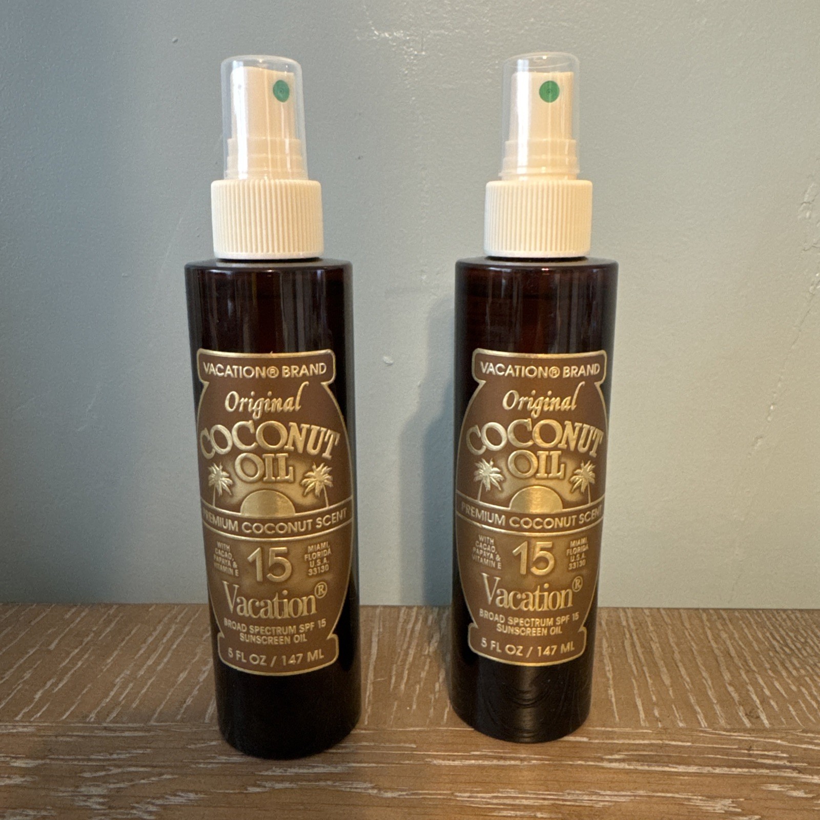 2 pack! Vacation Original Coconut Oil SPF 15 Sunscreen Oil 5fl oz ea.