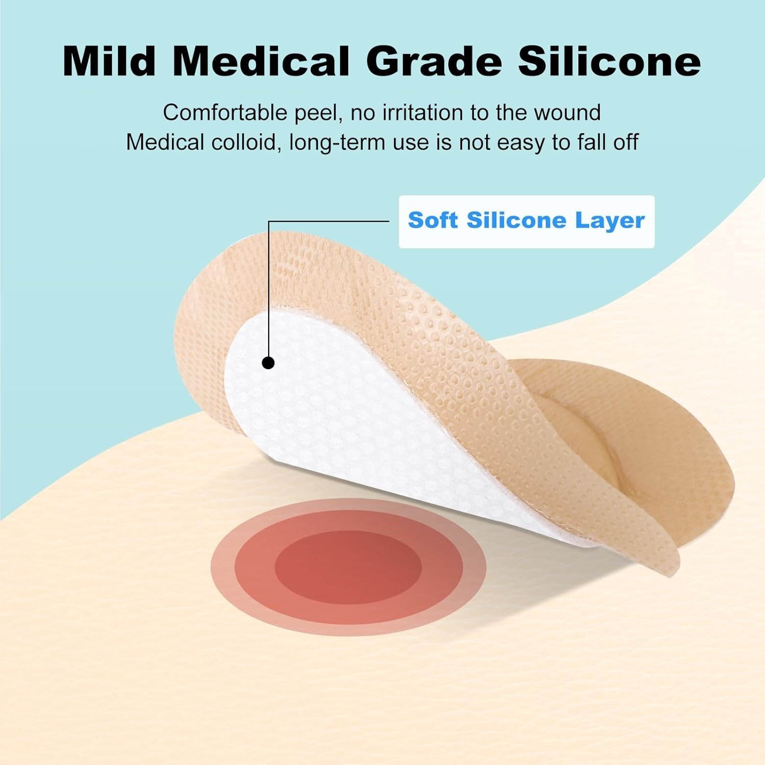 Sacral Foam Dressing, Sacrum Silicone Foam Dressing with Border, 7×7 Large Ba…