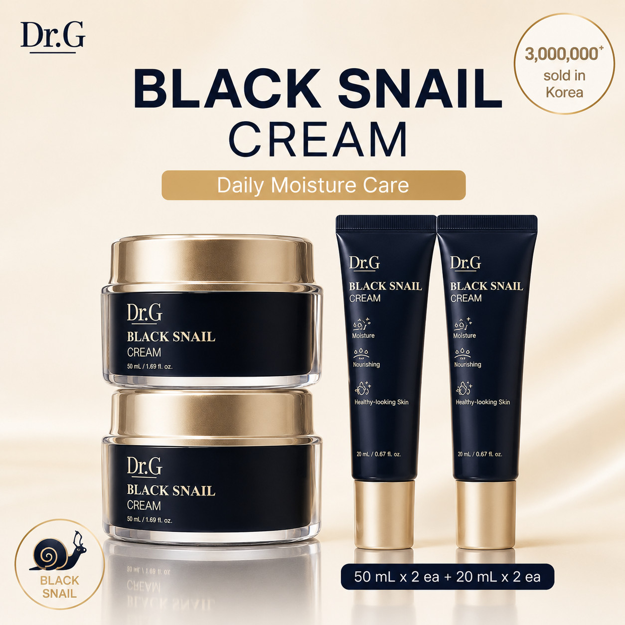 Dr.G Black Snail Cream 50ml 2EA + 20ml 2EA Nourishing Moisture Cream