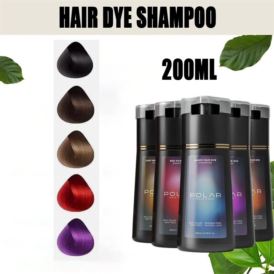 Polar Hair Dye Shampoo Essence Color Natural Instant Colour For Women Men 200ML