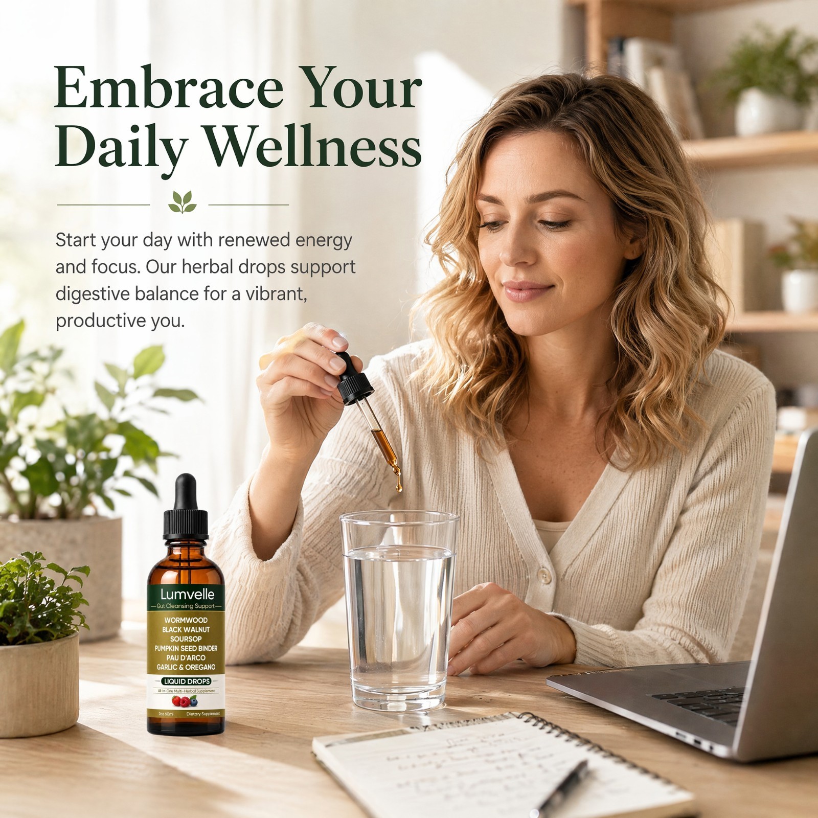 LUMVELLE Wild Harvested Wormwood Herbal Liquid Botanical Supplement Drops