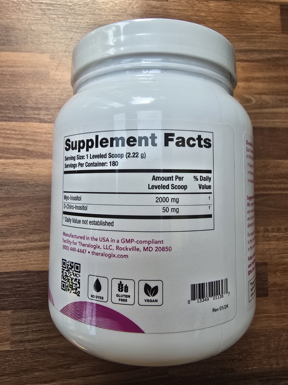 Theralogix Ovasitol Inositol Powder Myo-Inositol D-Chiro 180 Servings 14.12 oz