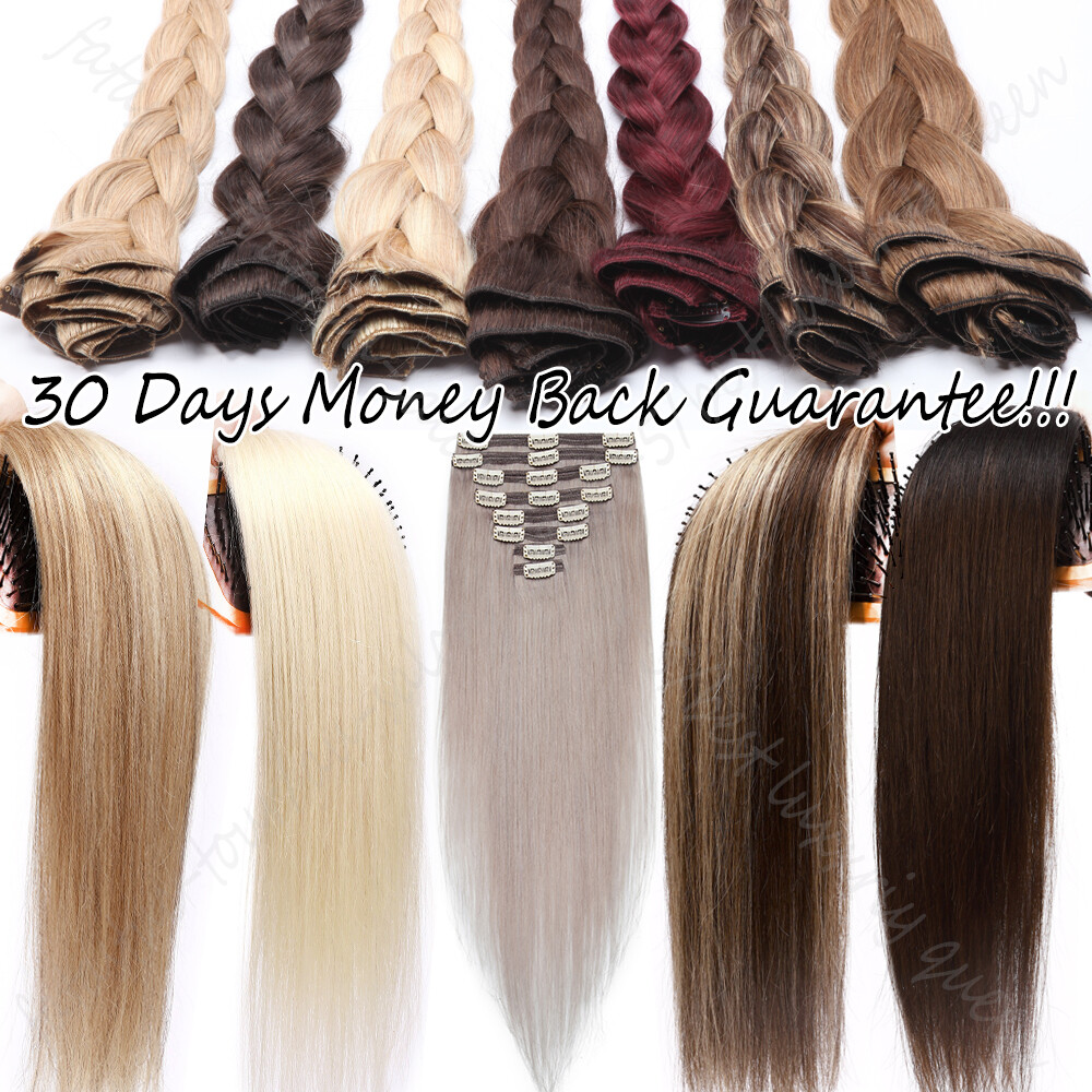 200G Extra Thick Double Weft Clip In Remy Human Hair Extensions Full Head Blonde