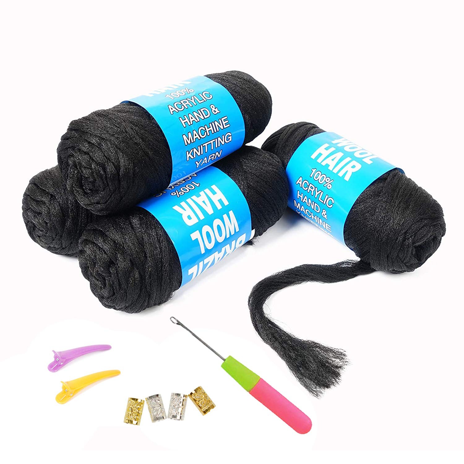 100% Brazilian Wool Hair Acrylic Yarn for African Braids/Senegalese Twist/Fau…