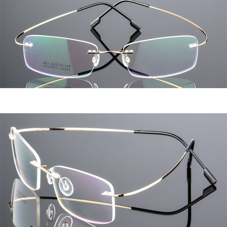 Metal Rimless Eyeglasses Frame Business Super Elastic Temples Unisex Eyewear