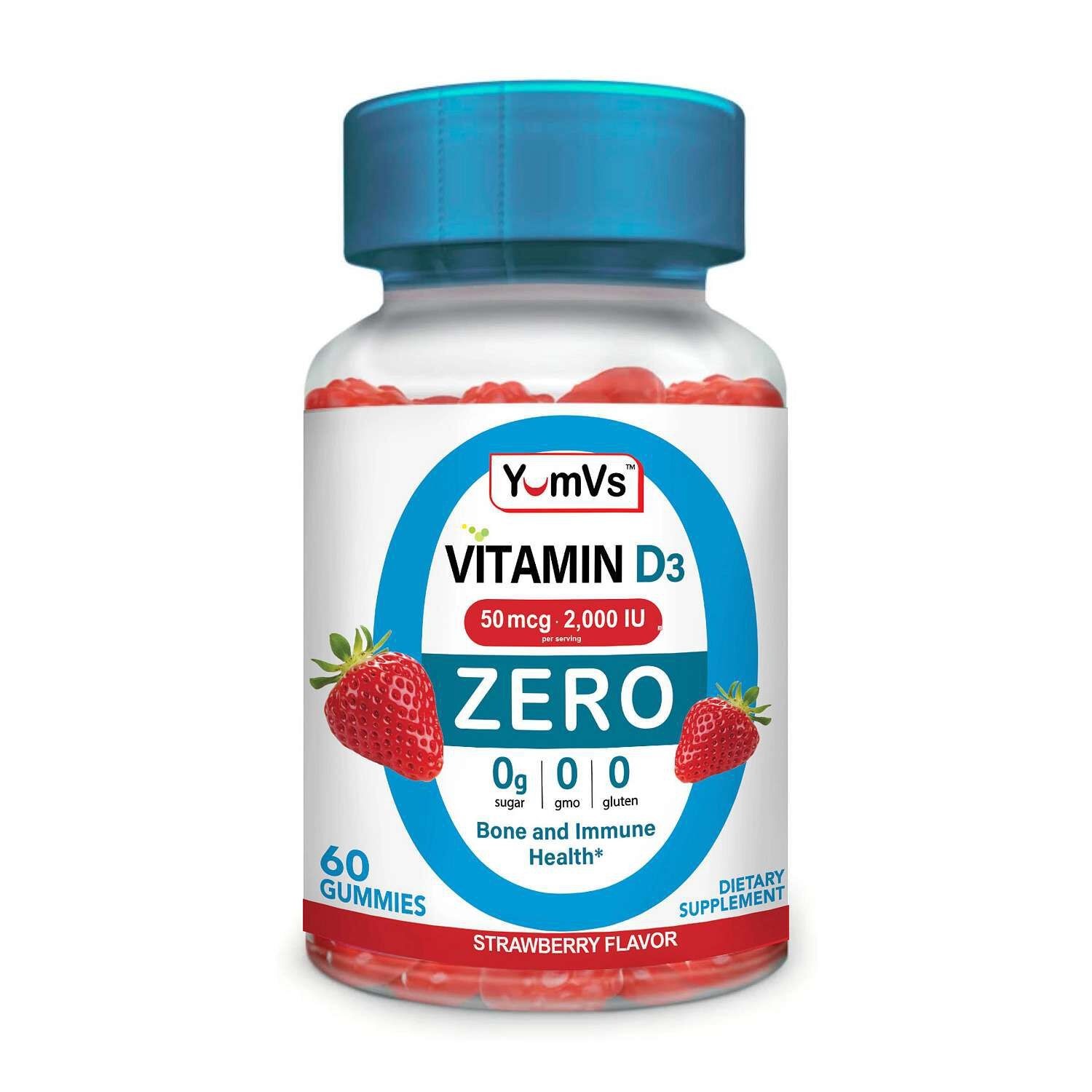 YumVs Vitamin D3 Strawberry Flavored Gummies Dietary Supplements (60 ct)