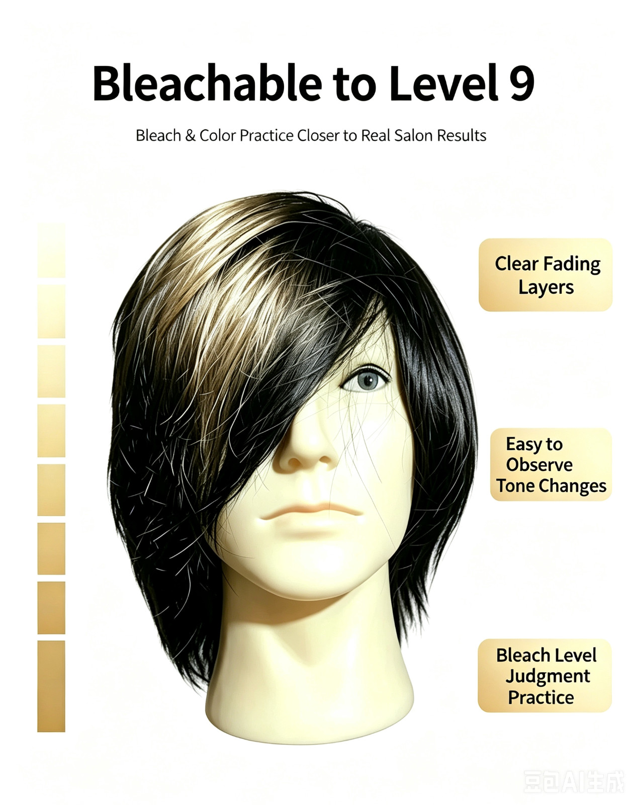 Male Mannequin Head with 100% Human Hair 12 Inch