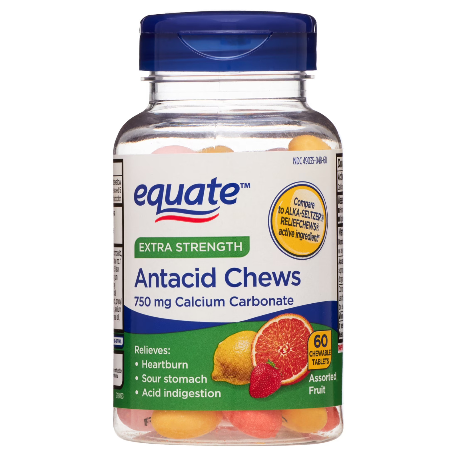 Extra Strength Heartburn + Antacid Relief Chews, Assorted Fruit, 60 Ct