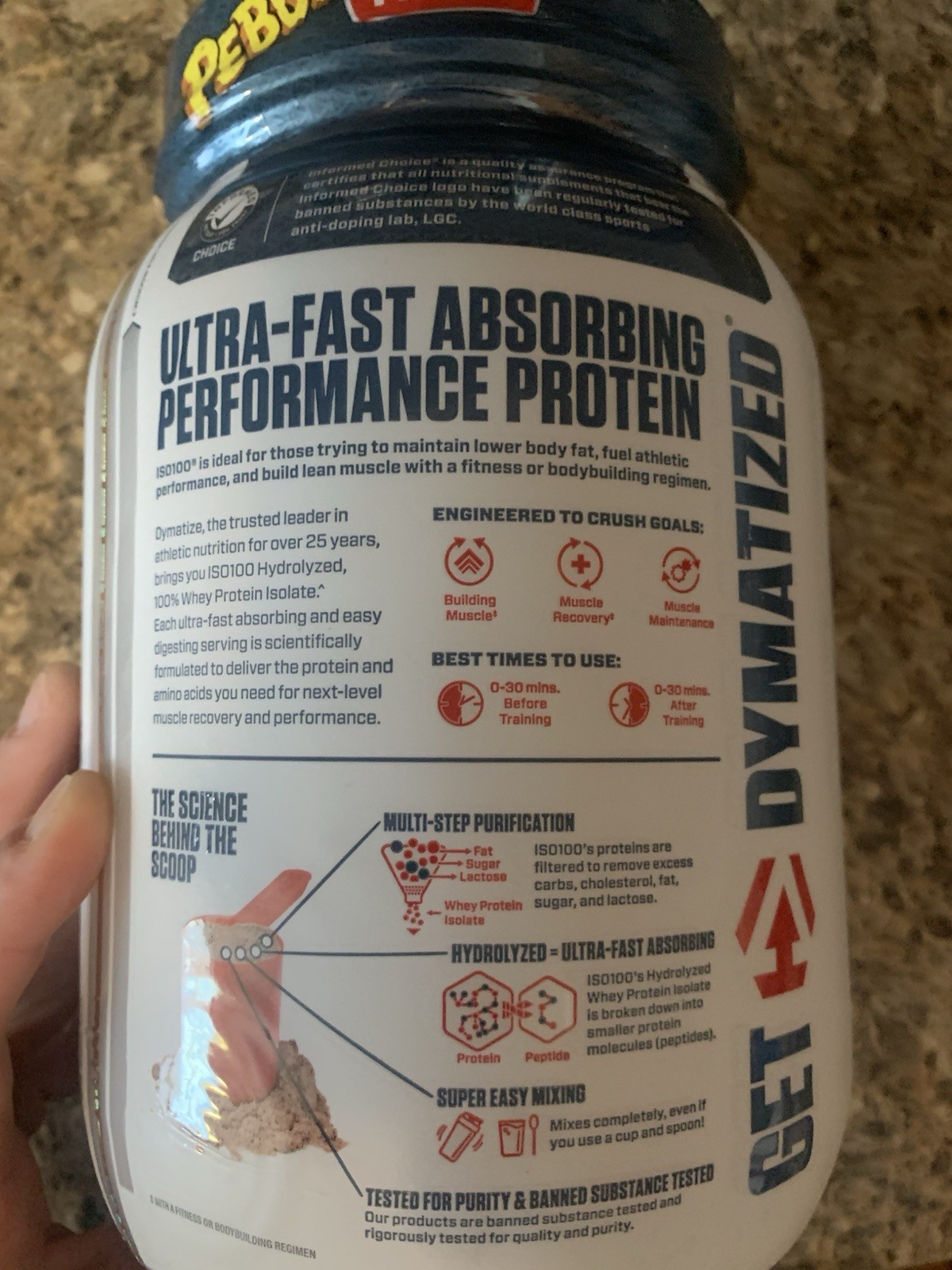 Dymatize ISO100 Hydrolyzed Whey Protein Isolate Powder, Cocoa Pebbles, 20 Serv
