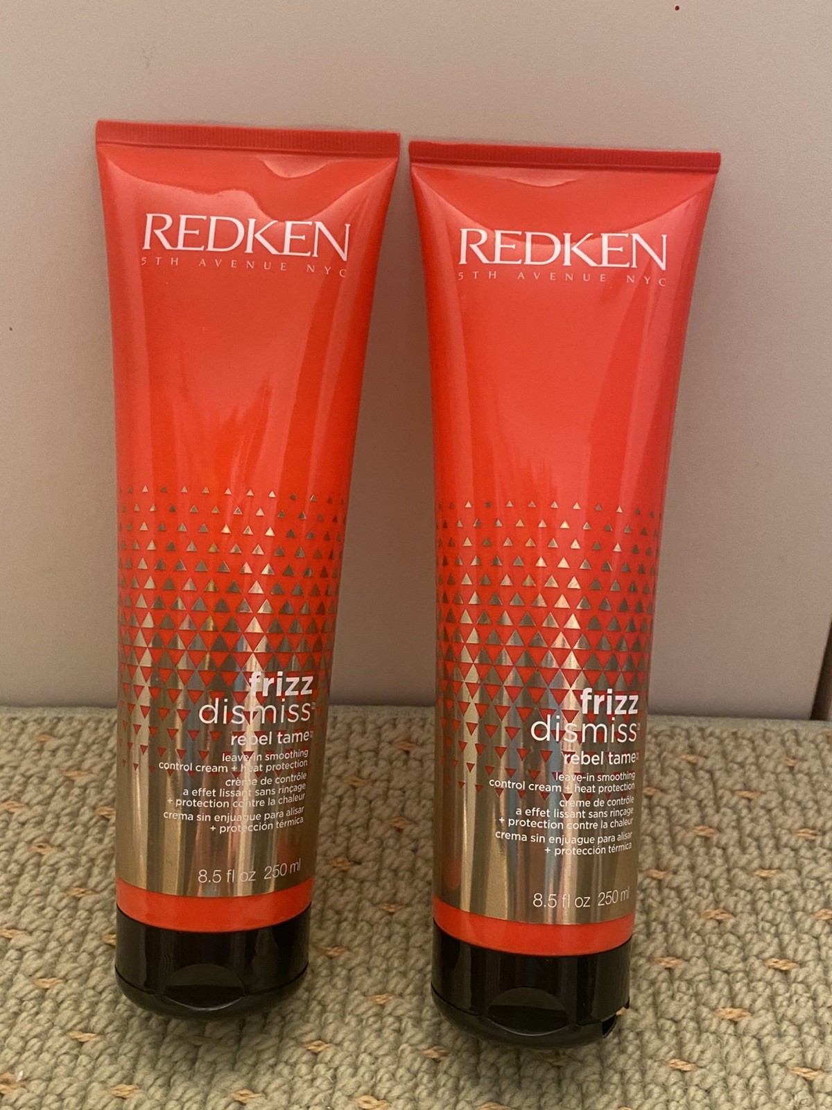 2 Redken Frizz Dismiss Rebel Tame Leave-In Smoothing hair Cream/ 1 cap chipped !
