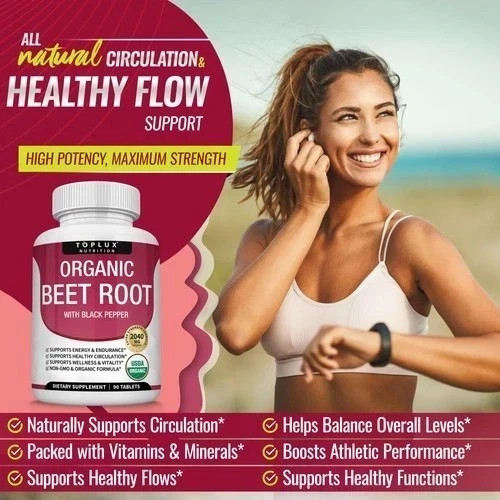 Organic Beet Root 2040mg + Black Pepper for Circulation & Energy