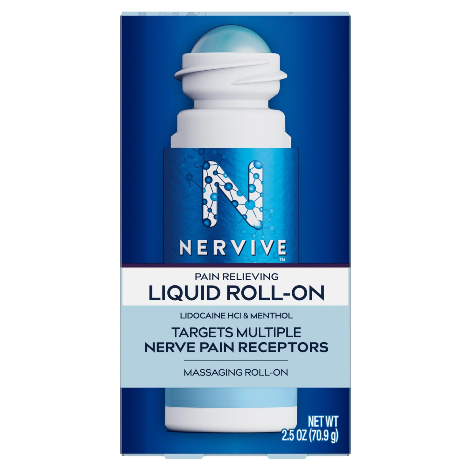 Nervive Nerve Care, Pain Relieving Roll On Liquid, Max Strength No-Mess Topical