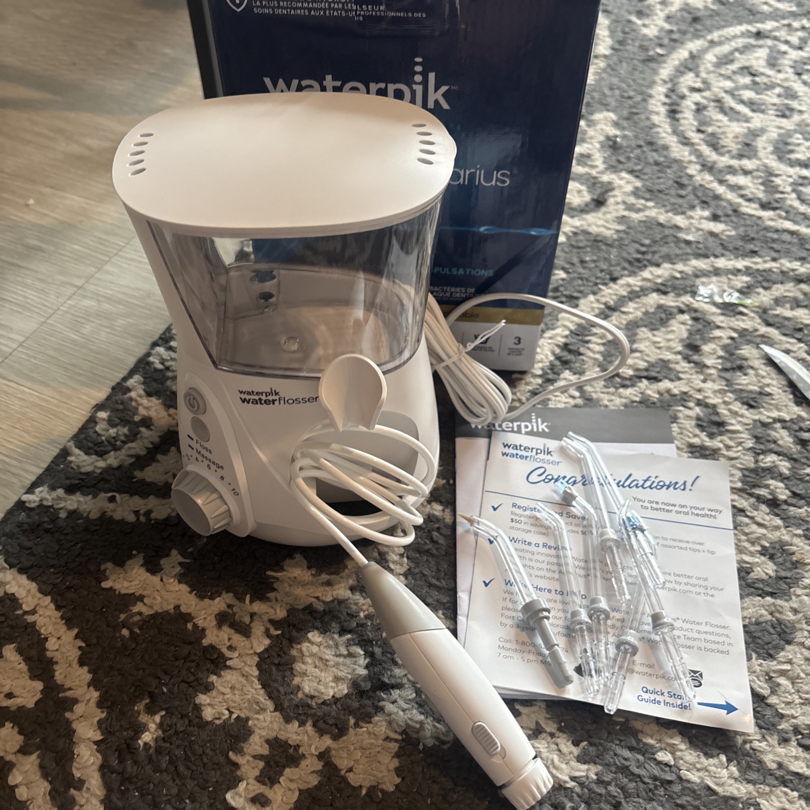 Waterpik Aquarius Water Flosser Model WP-660C White Teeth Cleaning 7 Tips NEW