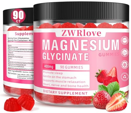 Magnesium Glycinate Gummies 400mg Sleep Calm Support 90 Count