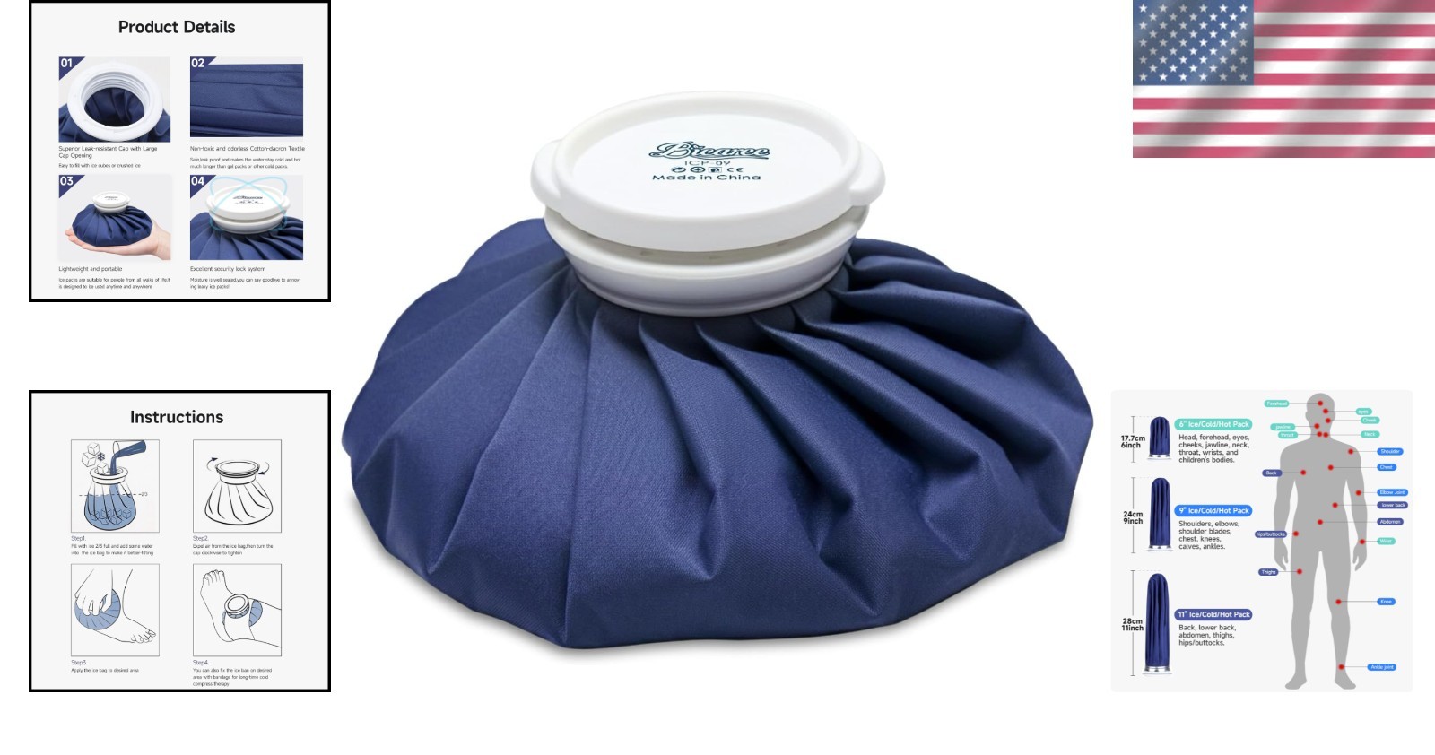 No-Leak Ice Pack for Pain Relief – 9” Hot & Cold Therapy with Large Mouth Cap