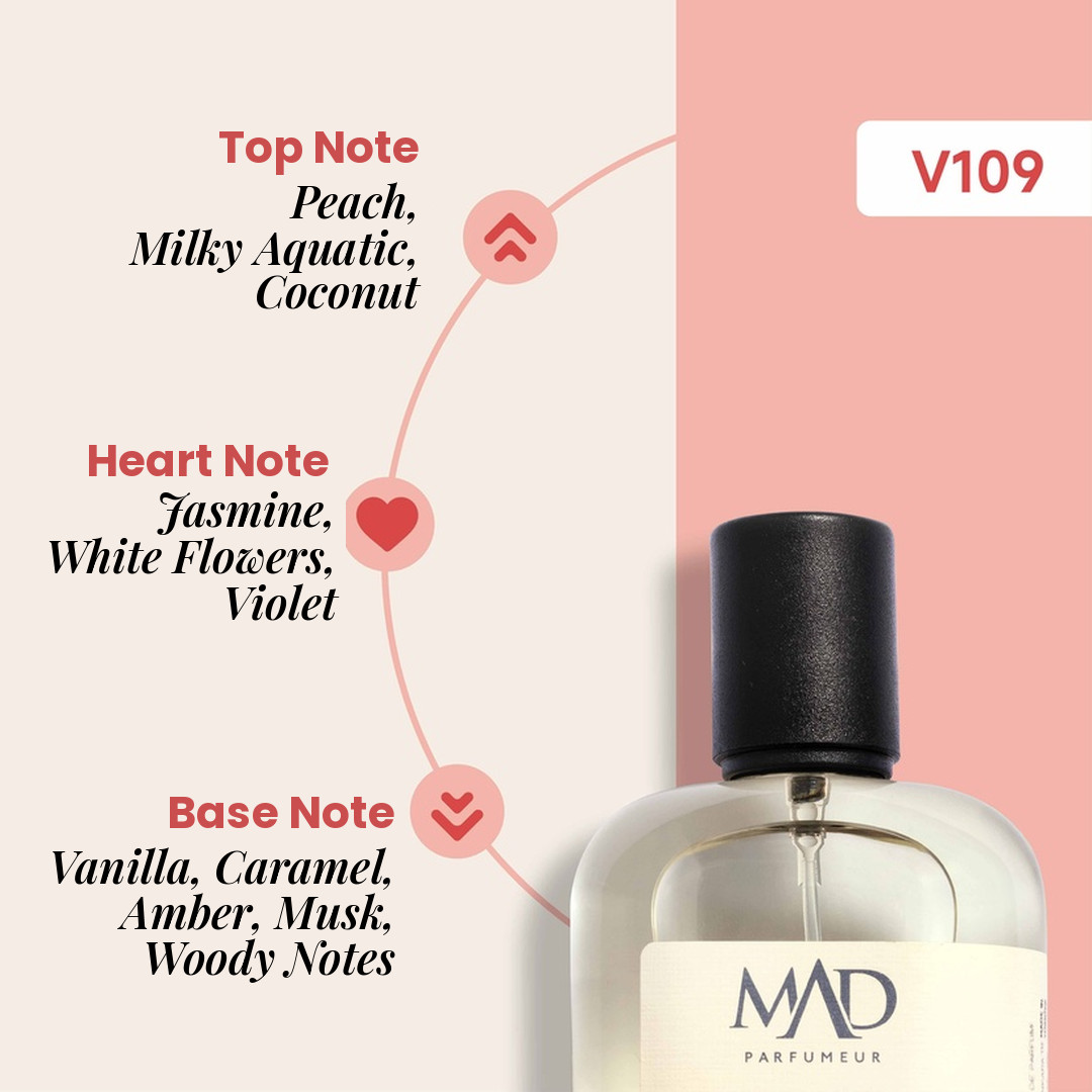 Peach Coconut Vanilla Perfume Women Long Lasting EDP 50ml Caramel Musk Mad V109