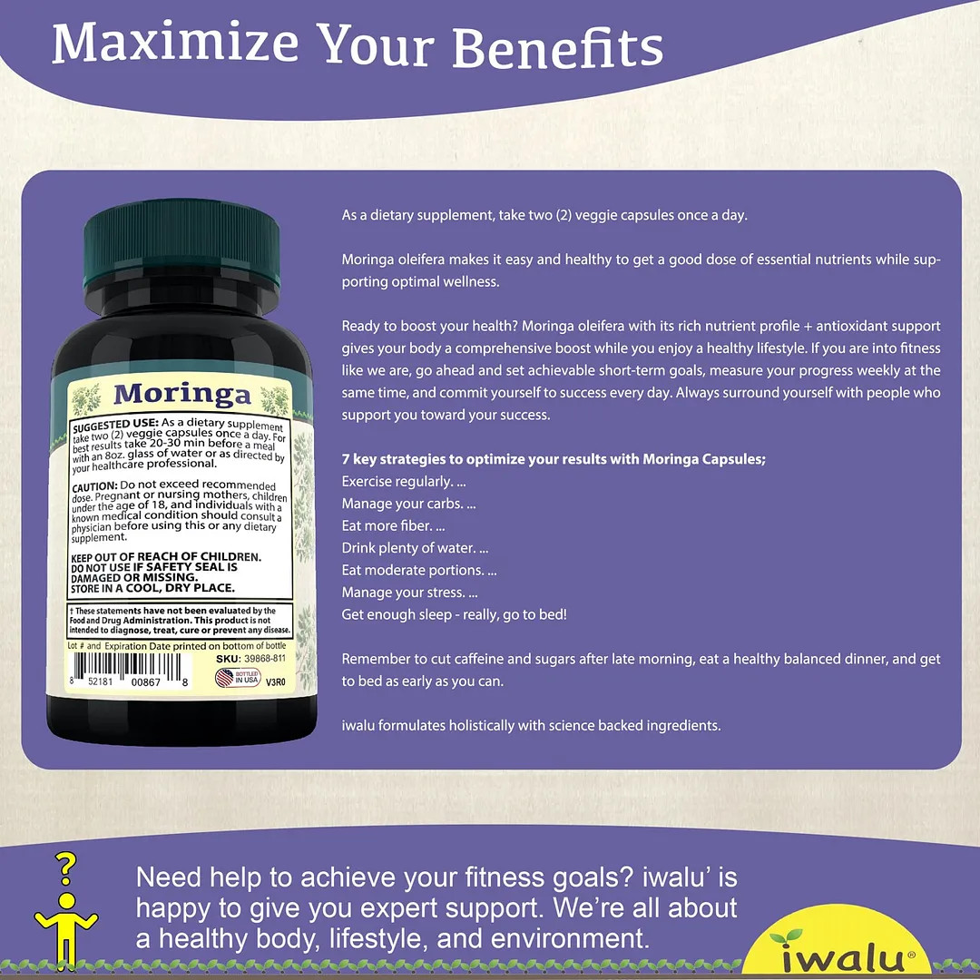 Moringa Oleifera Moringa | Mejora Suplemento Pastilla Hombre Mujer ENVIO GRATIS
