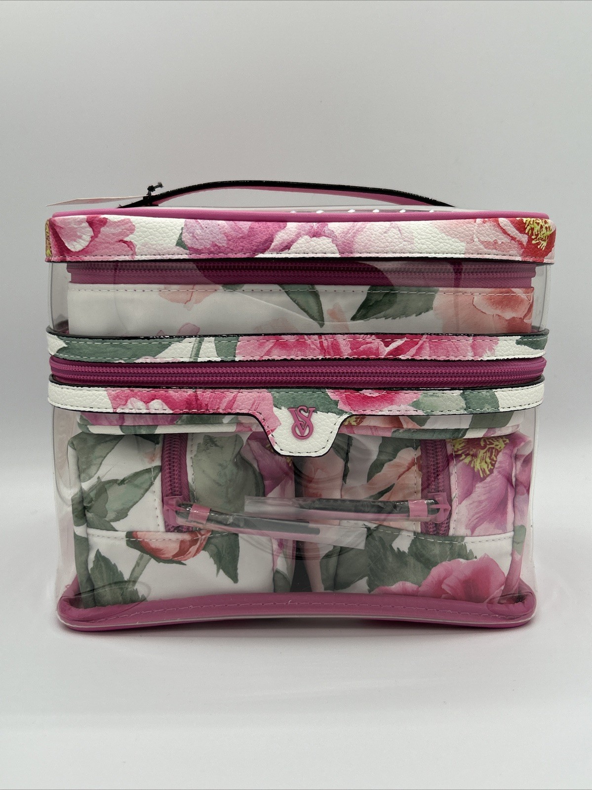 Victoria’s Secret Makeup Bag 4 Pcs Floral Print Train Case New With Tags