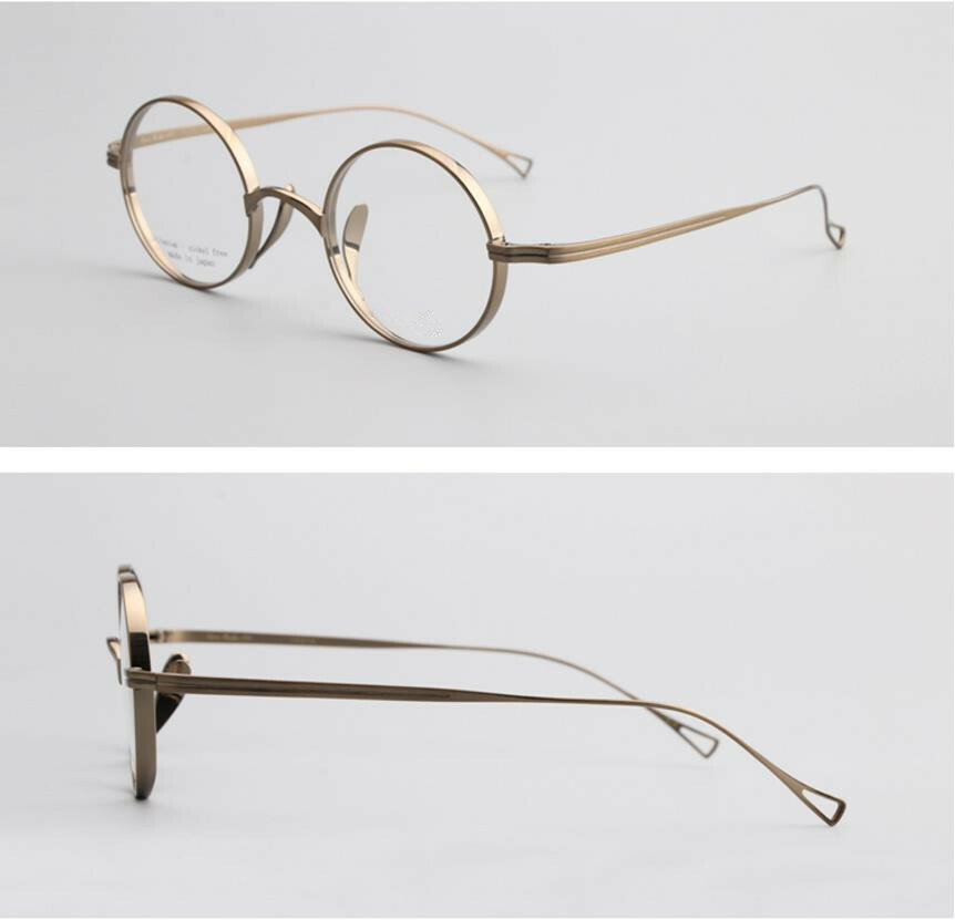 Luxury Design Hand Made Pure Titanium Eyeglass Frames Round Vintage 45mm Glasses