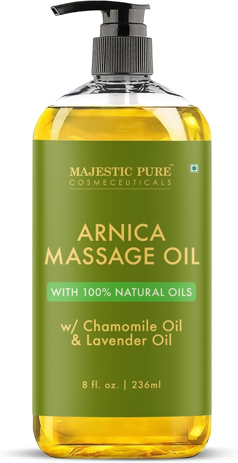 MAJESTIC PURE Arnica Massage Oil Natural Relaxing Body Oil 8 fl oz