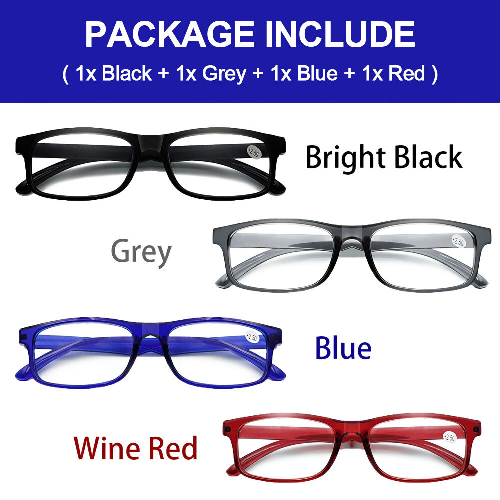 4 pcs Blue Light Blocking Reading Glasses Stylish Reader 1 1.5 2 2.5 3.0 3.5 4.0