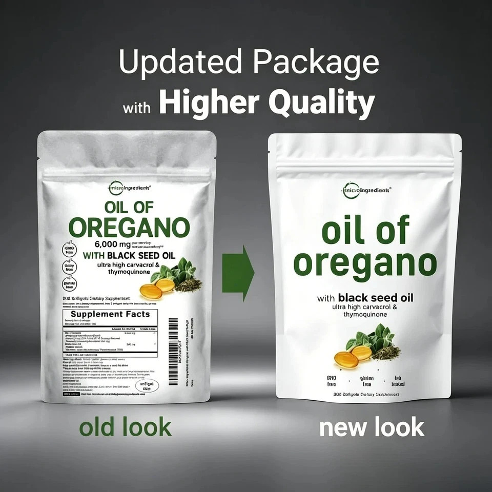 NEW-MicroIngredients Oil of Oregano with Black Seed Oil for Immune Support