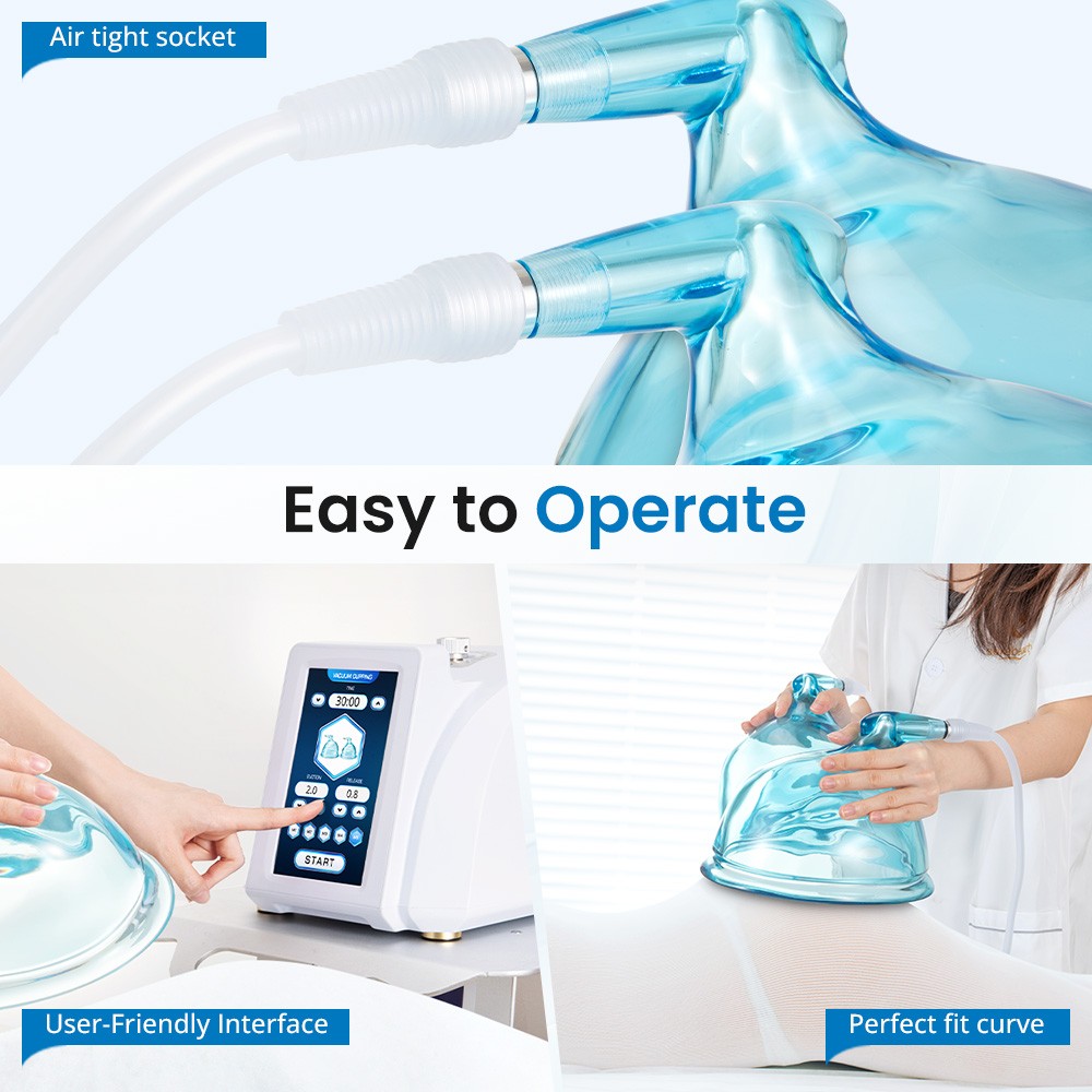 Buttock Vacuum Therapy Machine -73kPa Strong Suction 4 Cups Professional USA