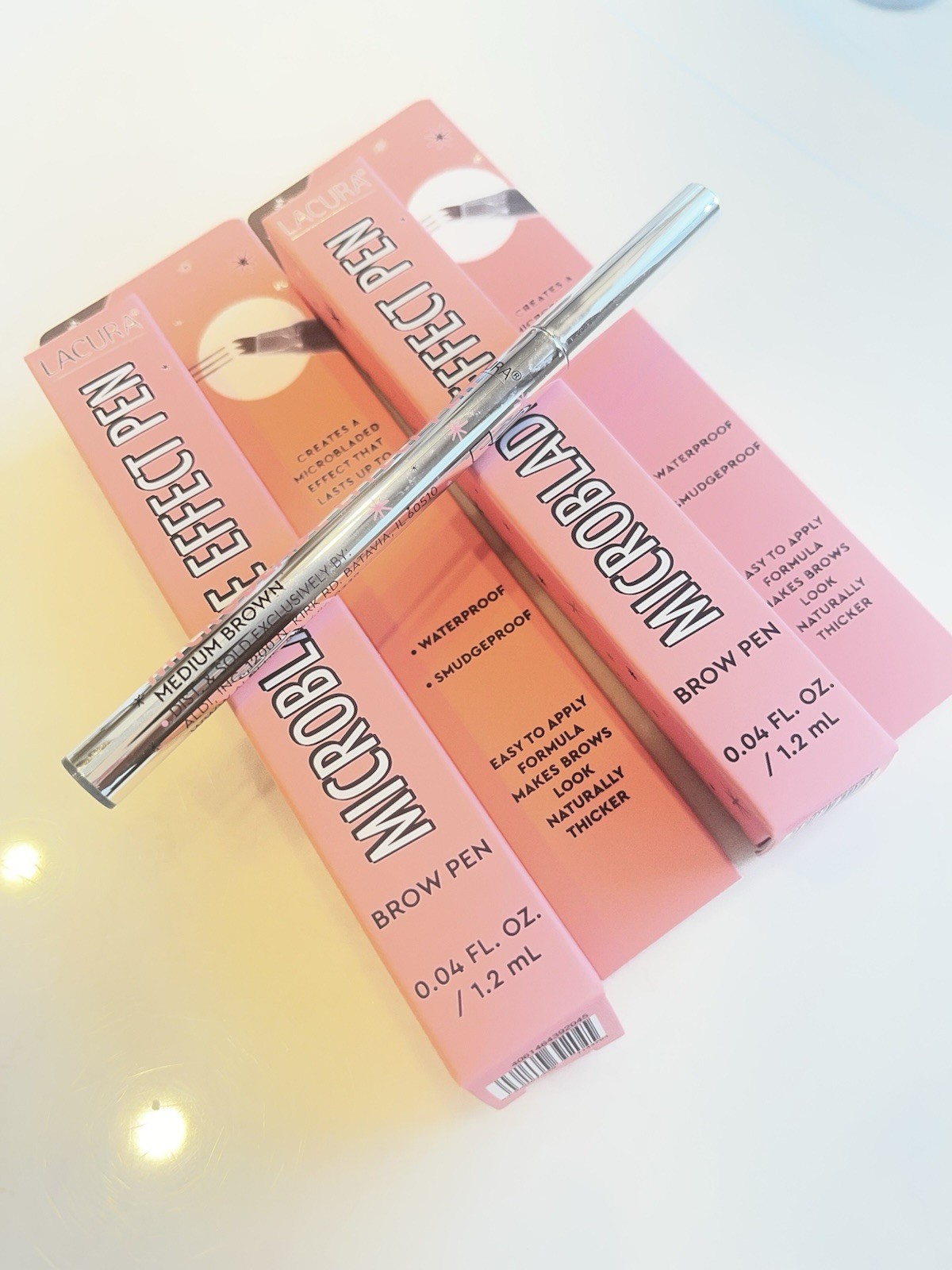 Three (3) Aldi Lacura Microblade Effect Brow Pens *Medium Brown* Waterproof NEW
