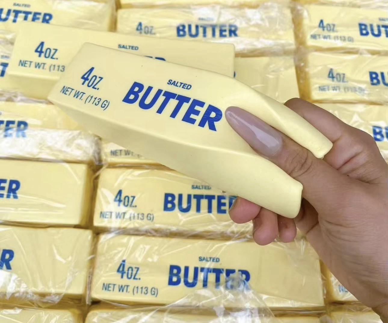 Tear-Resistant Yellow Foam Squeeze Ball Salted Butter Shape 5.51×1.57in 4oz
