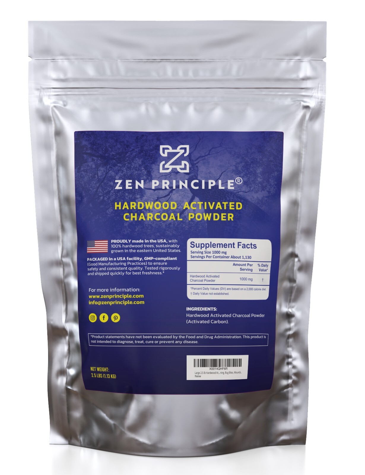 Activated Charcoal Powder 100% USA Hardwood Trees. Teeth Whitening. 2.5 lb