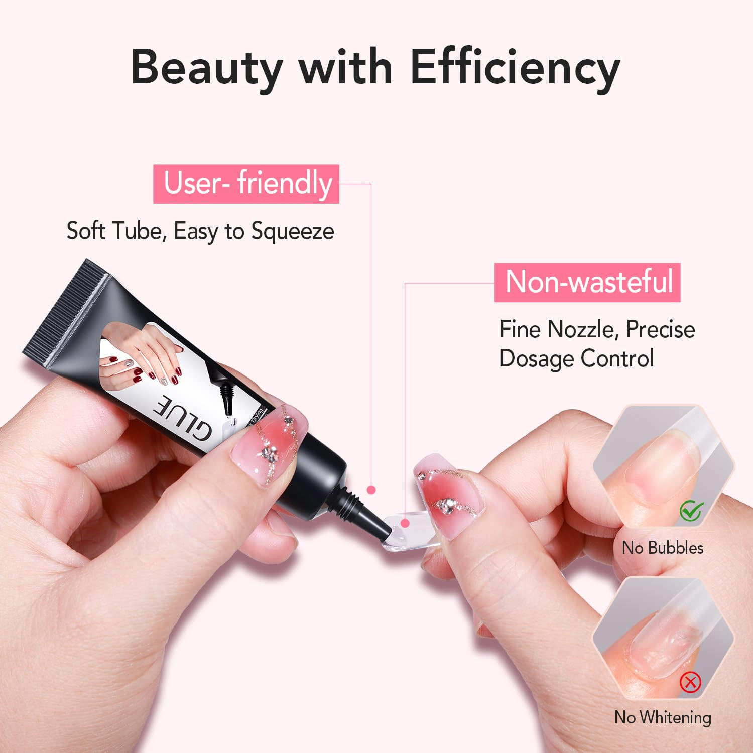 Newly Upgraded Quick Drying 10G Semi Solid Nail Glue with 10Ml Remover for Press