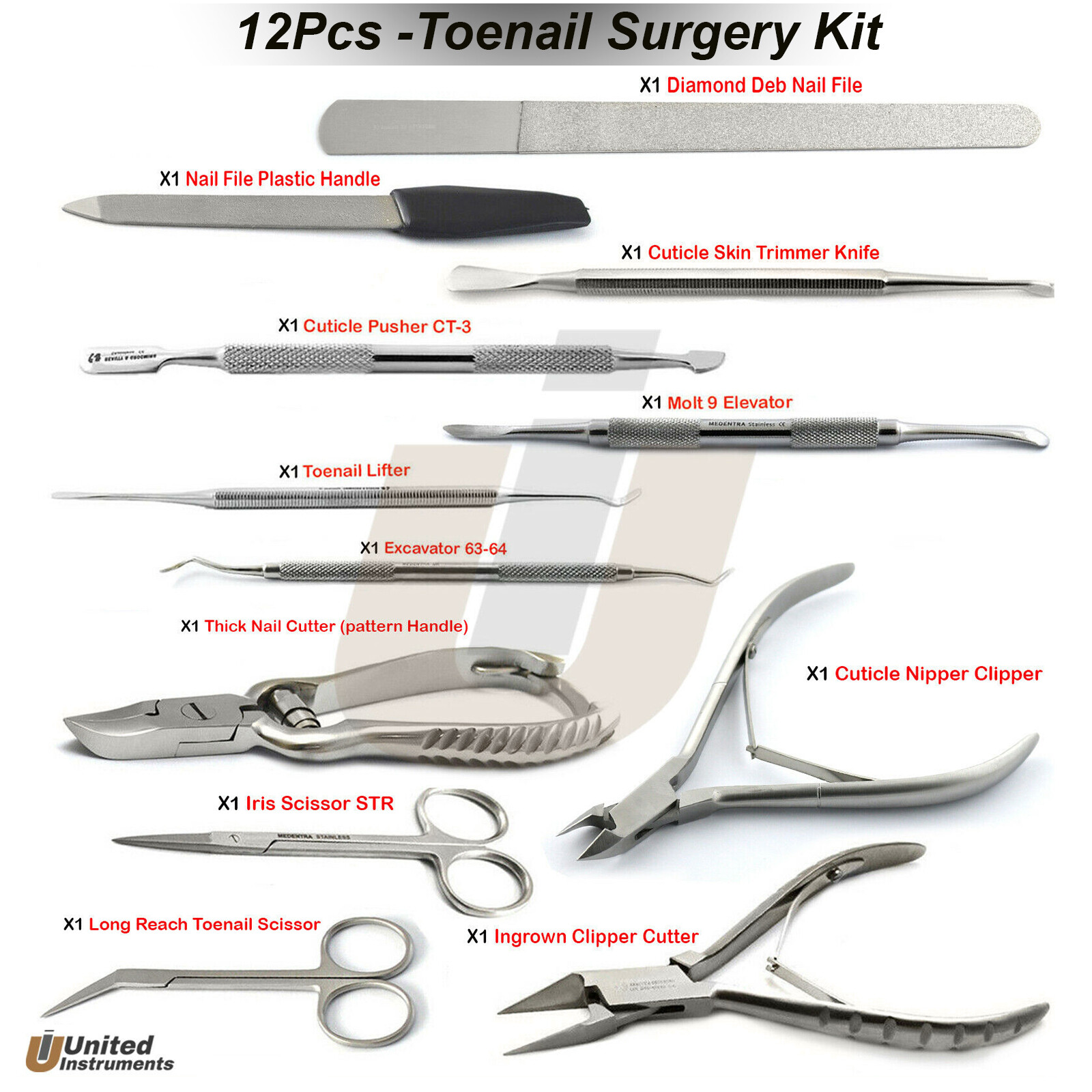 Chiropody Podiatry Ingrown Nail Surgery Kit Manicure Pedicure Tools Set Branded