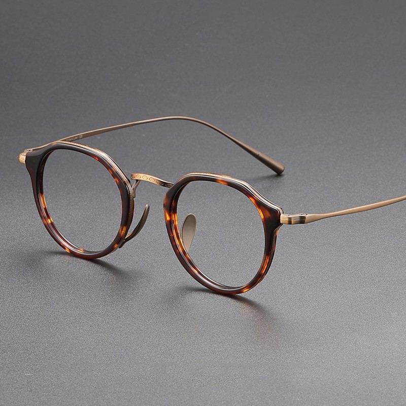 Irregular Retro Two-Tone Pure Titanium Glasses 146mm Large Fit 10g Ultra-Light